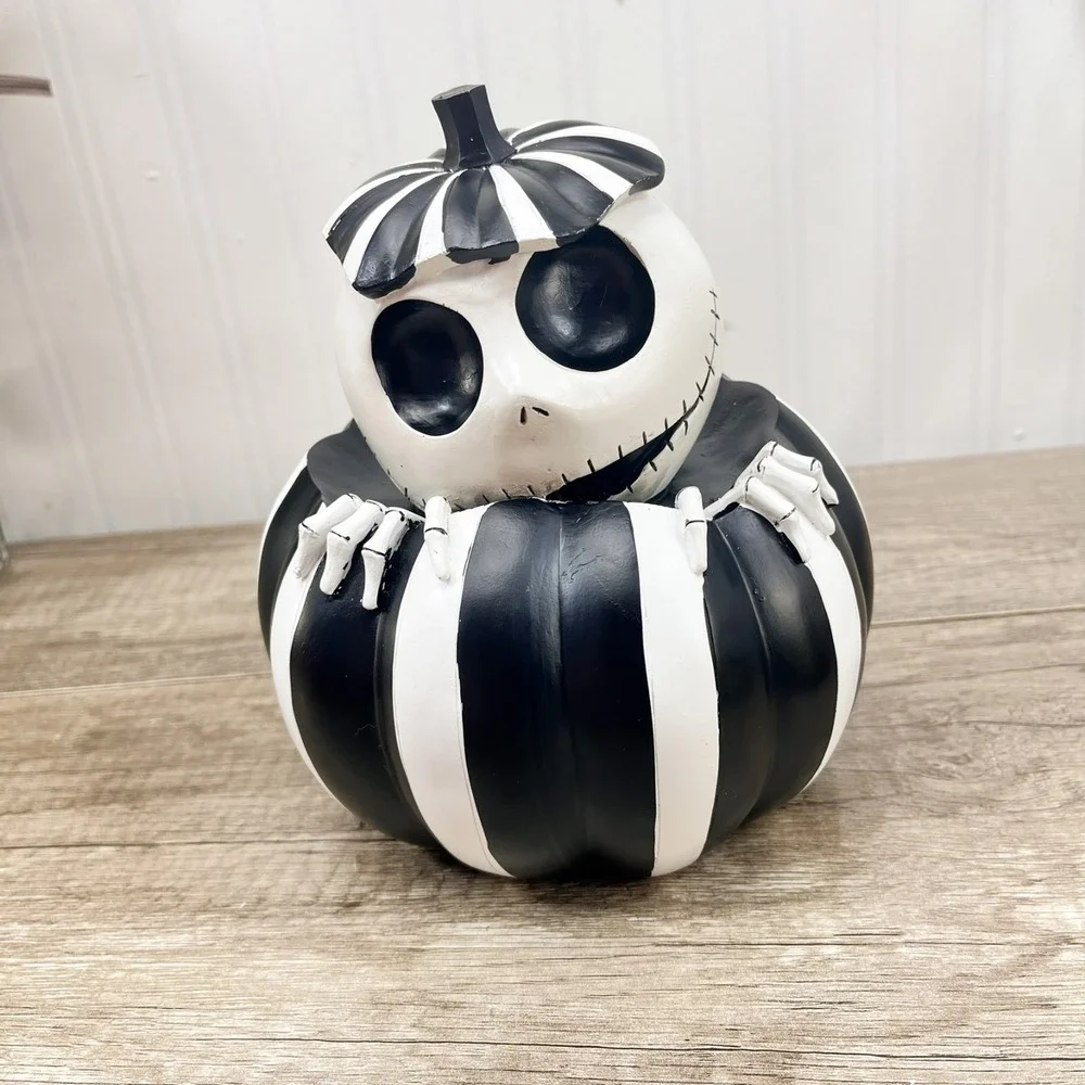 Disney Nightmare Before Christmas 2021 Jack Skellington Striped Pumpkin Figurine - Picture 6 of 8